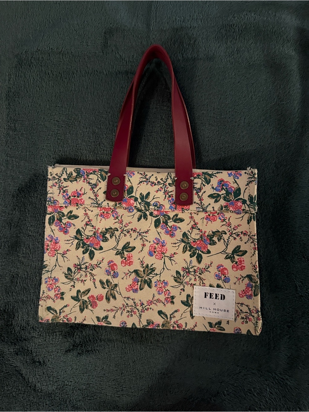 FEED x Hill House Berry Floral Canvas Mini Market Tote - LIKE NEW
